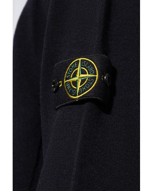 Stone Island Blue Compass-Motif Wool Sweatshirt for men
