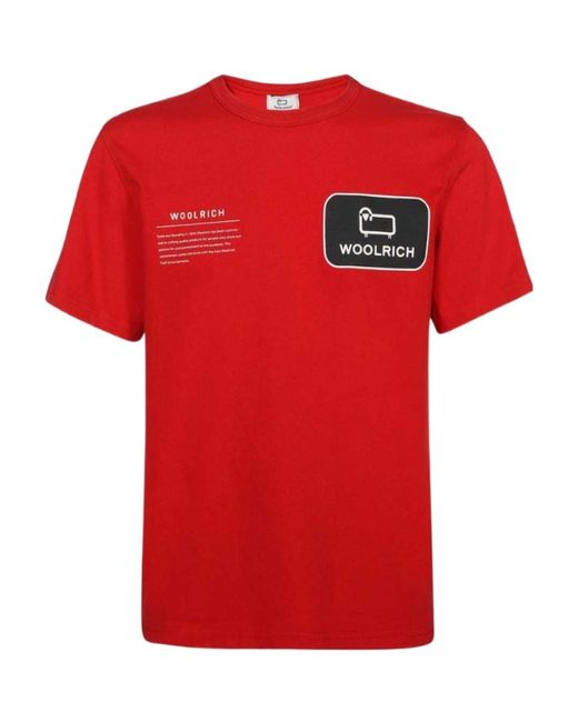 Woolrich Red T-Shirt With Round Neck And Short Sleeves for men
