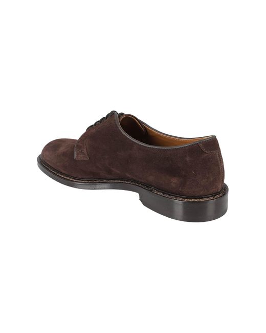 Doucal's Brown Round Toe Lace-Up Derby Shoes for men