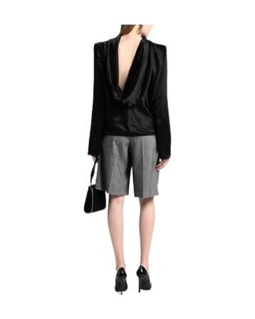 Saint Laurent Black Glossy Satin Top