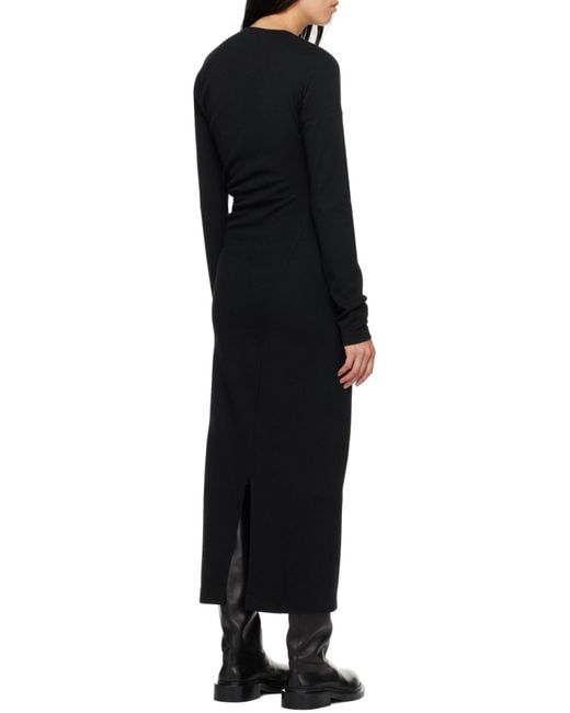 Totême Black Totême Twist-Detailed Crewneck Midi Dress