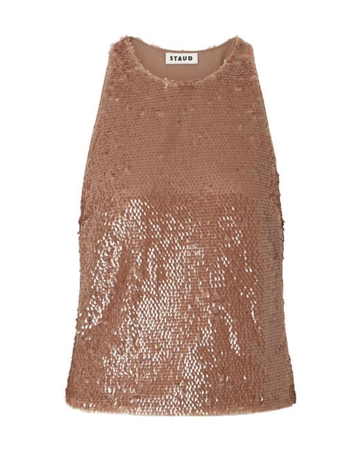 Staud Brown Bree Sequined Top