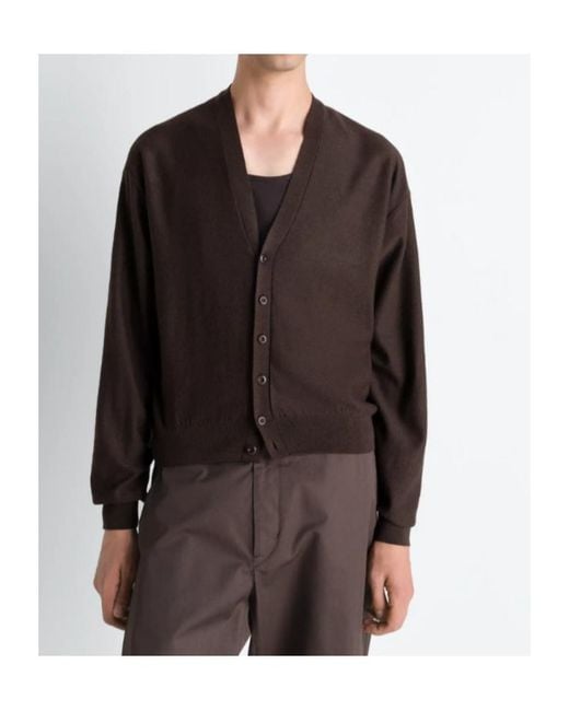 Lemaire Brown V-Neck Cardigan for men