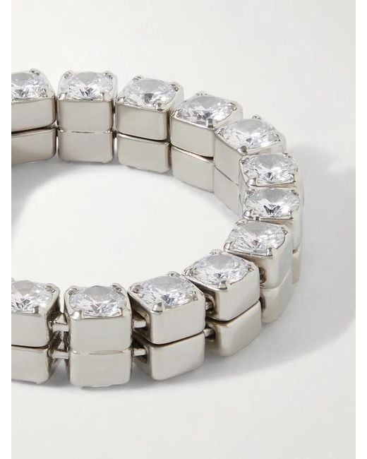 Jil Sander White Crystal-Set Bracelet