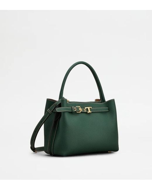 Tod's Green T-Plaque Belt Detail Tote Bag