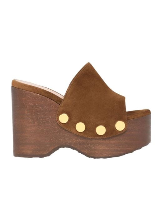 Gianvito Rossi Brown Open Toe Wedge Sandals