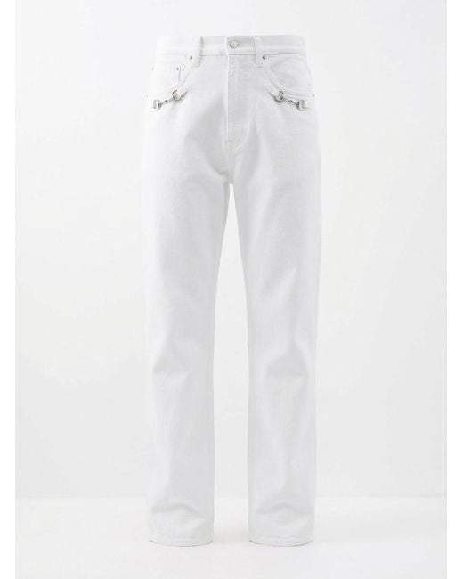 Gucci White Cotton Denim Pants With Horsebit Detail for men