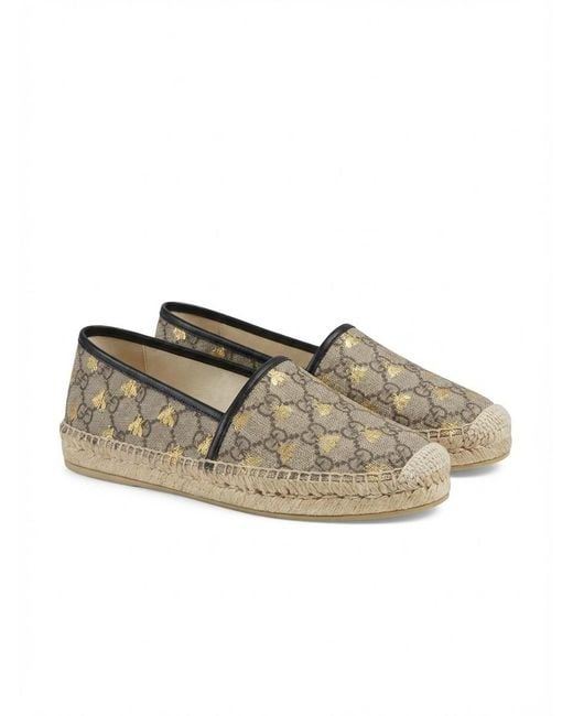 Gucci Natural Gg Supreme Bees Espadrille
