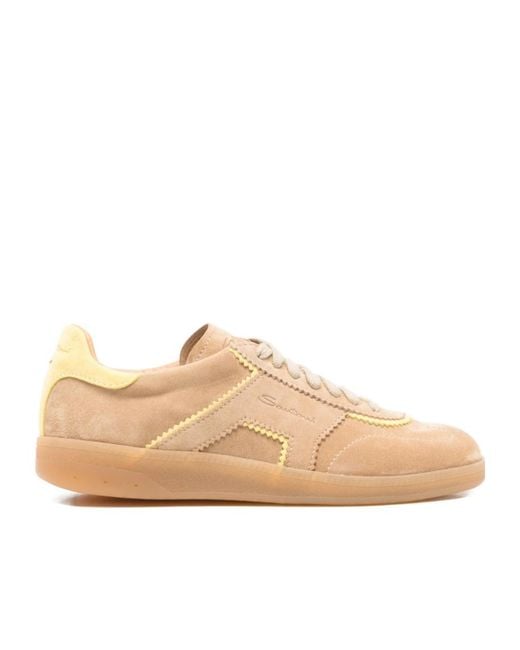 Santoni Natural Logo Embossed Sneakers
