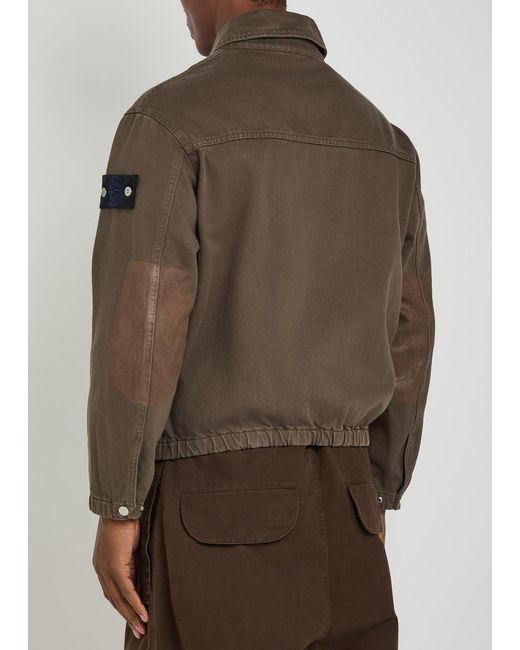 Stone Island Brown Patch Pocket Denim Bomber Jacket for men