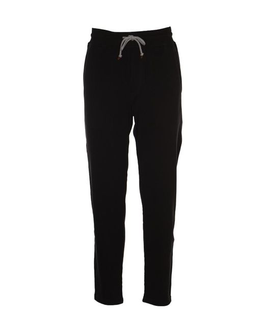 Brunello Cucinelli Black Drawstring Track Pants for men