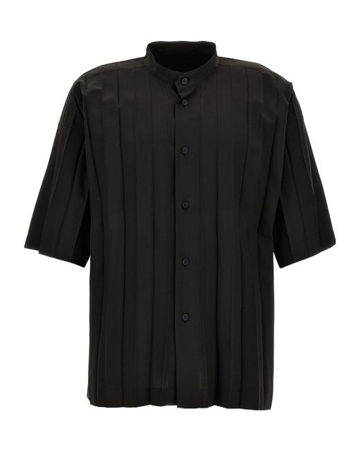 Homme Plissé Issey Miyake Black Edge Pressed-Crease Shirt for men