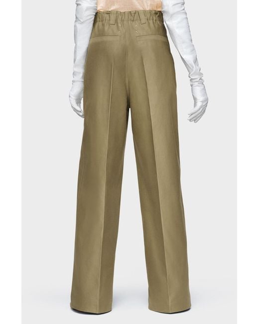 Maison Margiela Green Wide-Leg Pleated Trousers