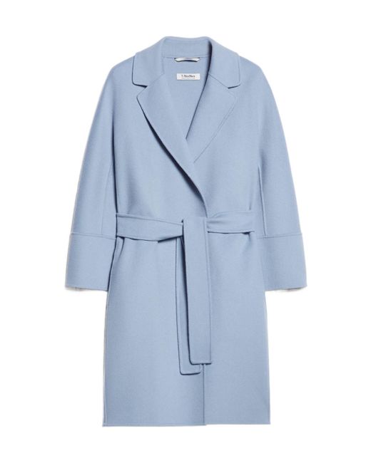 Max Mara Blue 'S Arona Belted Long-Sleeved Coat