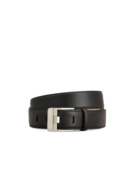 Tod's Black Leather Buckle Belt for men