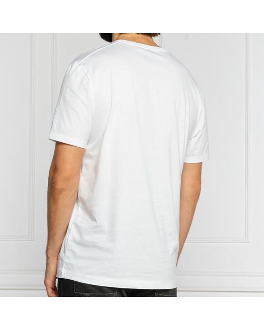 Boss White T-Shirt With Round Neck And Short Sleeves for men