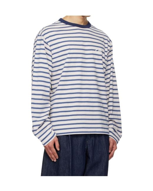 we11done Blue Striped Long-Sleeved T-Shirt for men