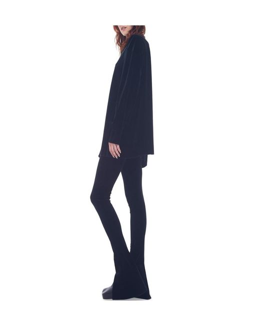 Norma Kamali Blue Slit-Detail Flared Leggings
