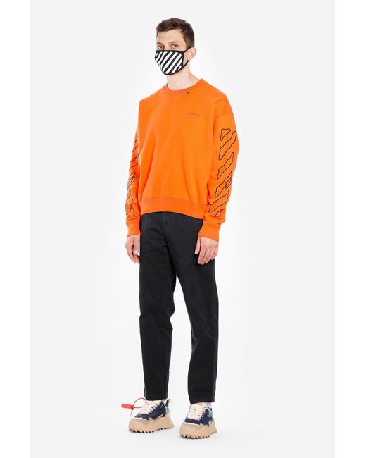 Off-White c/o Virgil Abloh Orange Abstract Arrow Embroidered Sweater for men