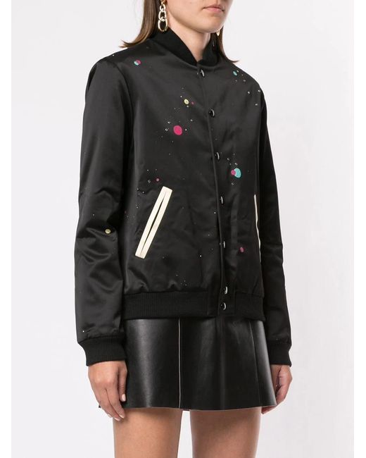 Saint Laurent Black Logo Print Varsity Jacket