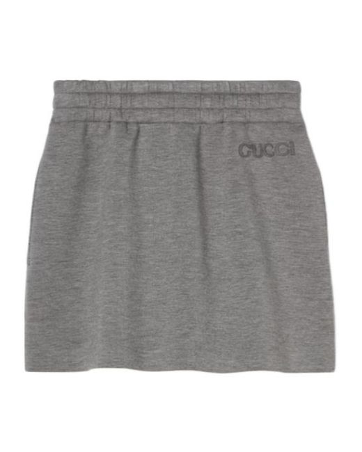 Gucci Gray Viscose Jersey Mini Skirt