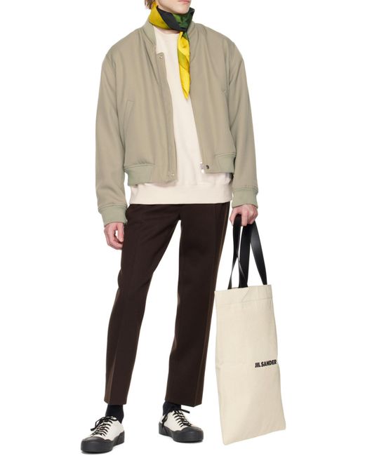 Jil Sander Natural Logo Printed Top Handle Bag for men