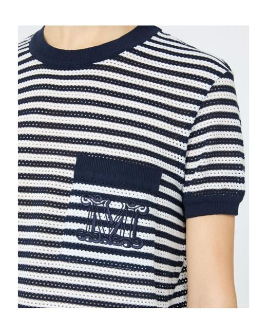 Max Mara Black Mesh Stripe T-Shirt