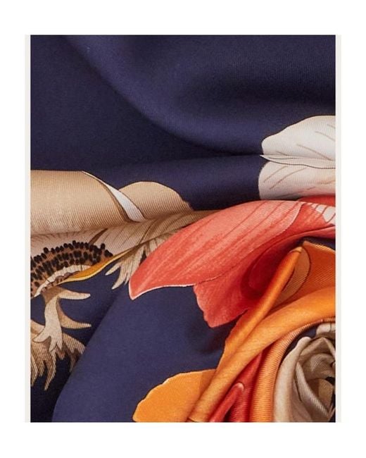 Ferragamo Black Anemone Printed Silk Scarf