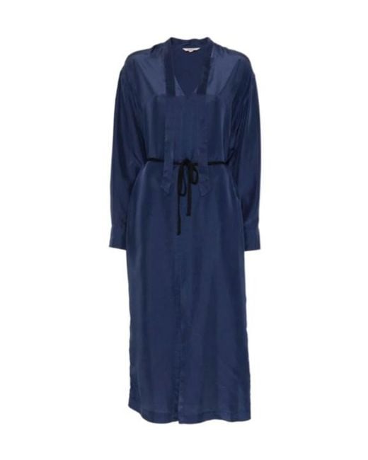Barena Blue V-Neck Midi Dress