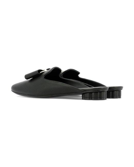 Ferragamo Black Bow Flat Muller Shoes