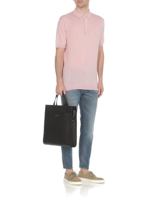 John Smedley Pink Short-Sleeved Polo Shirt for men