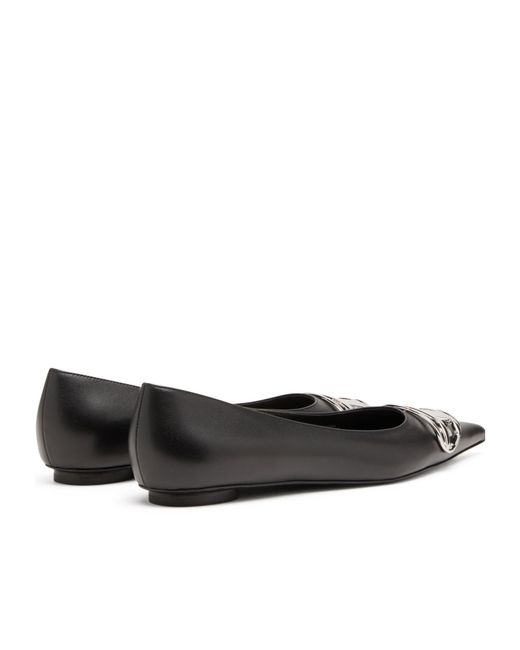 DIESEL Black D-Venus Leather Ballerina Shoes
