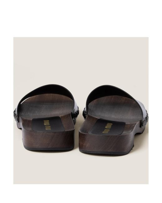 Miu Miu Black Patent Leather Clogs