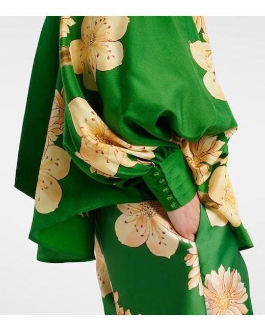 ALÉMAIS Green Sage Floral Silk Blouse