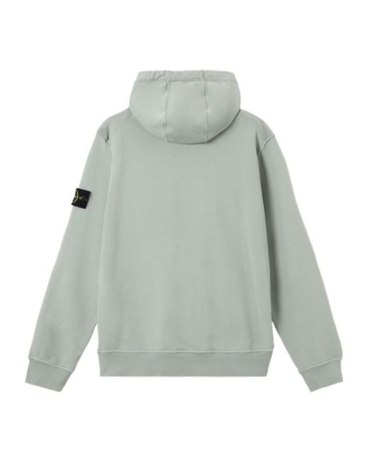 Stone Island Gray Logo Patch Zip-Up Hoodie for men