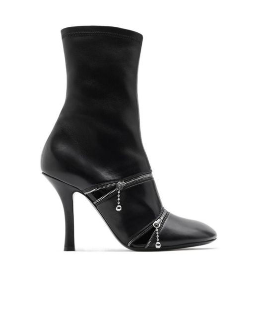 Burberry Black Sleek Leather Ankle Boots For