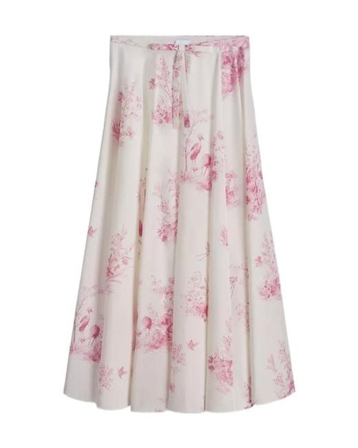 Dior Pink Iviera Flared Midi Skirt