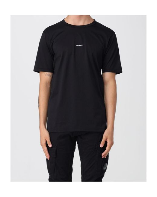 C P Company Black Gasato Short Sleeved Logo Jersey T-Shirt for men