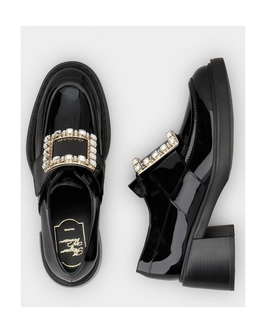 Roger Vivier Black Viv' Rangers Rhinestone Buckle Loafers