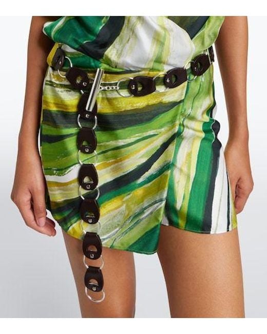 Christopher Esber Green Belted Printed Silk Minidress