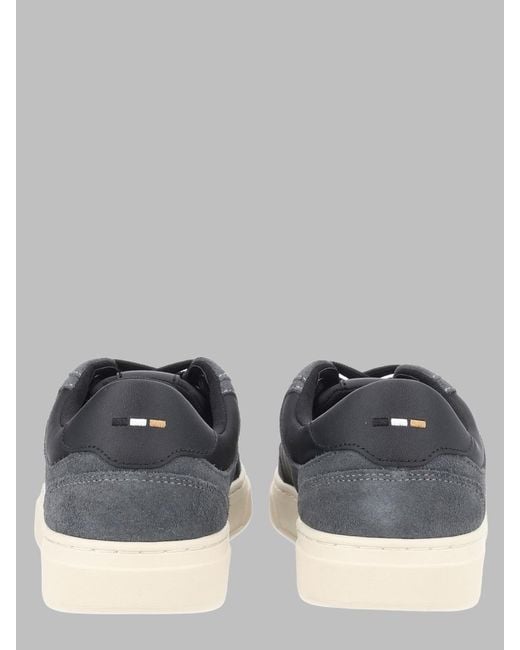 Boss Blue Lace-Up Low-Top Casual Shoes for men