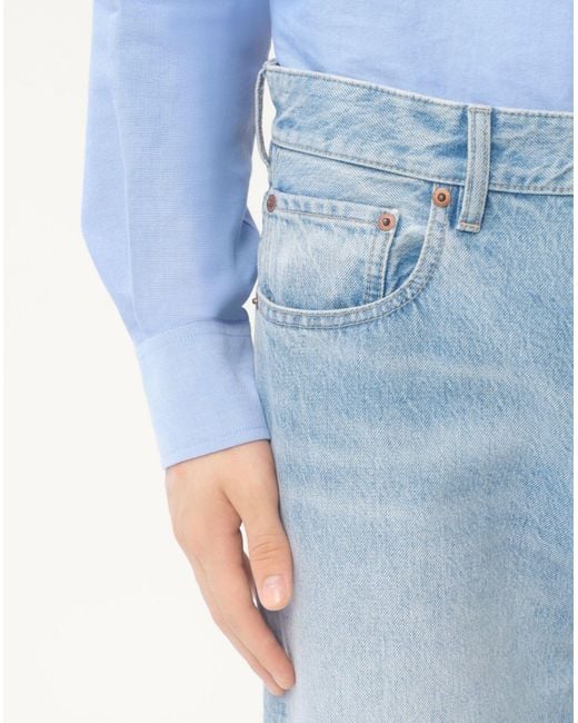 Valentino Blue Logo Patch Straight Leg Jeans for men