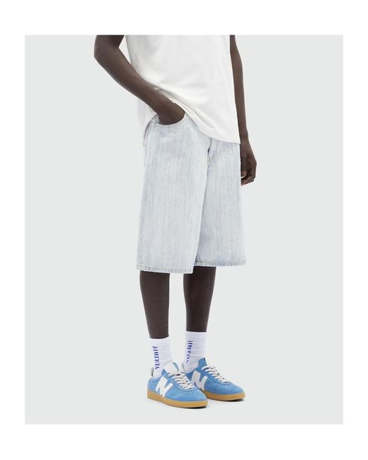 MSGM Blue Logo-Patch Denim Bermuda Shorts for men