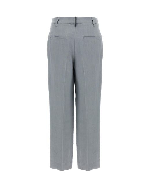 Brunello Cucinelli Gray Single-Breasted Buttoned Blazer Set