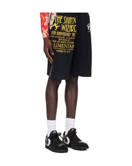 MARINE SERRE Black Elastic Jersey Shorts for men