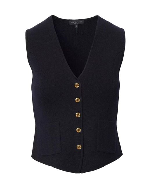 Rag & Bone Blue Single-Breasted Vest