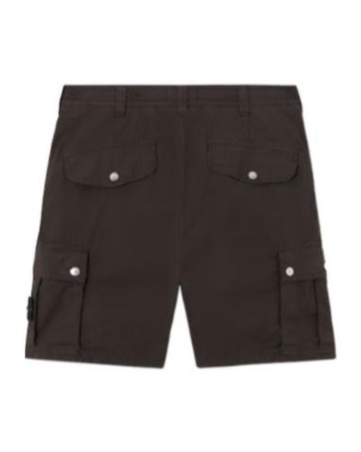 Stone Island Black Cargo Bermuda Shorts for men