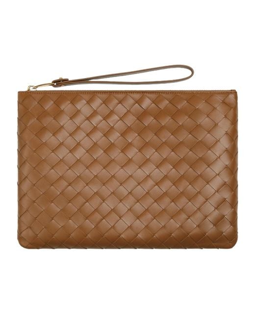 Bottega Veneta Brown Medium Intreciato Knitted Flat Clutch