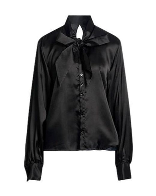 MM6 by Maison Margiela Black Solid-Color Satin Shirt