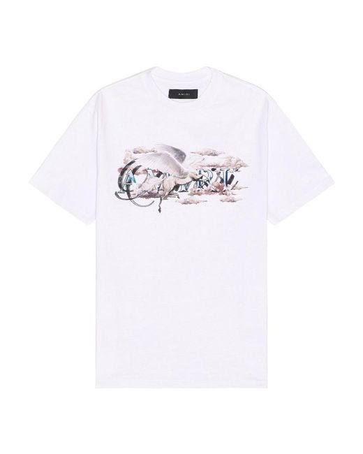 Amiri White Pegasus Script Logo Cotton T-Shirt for men